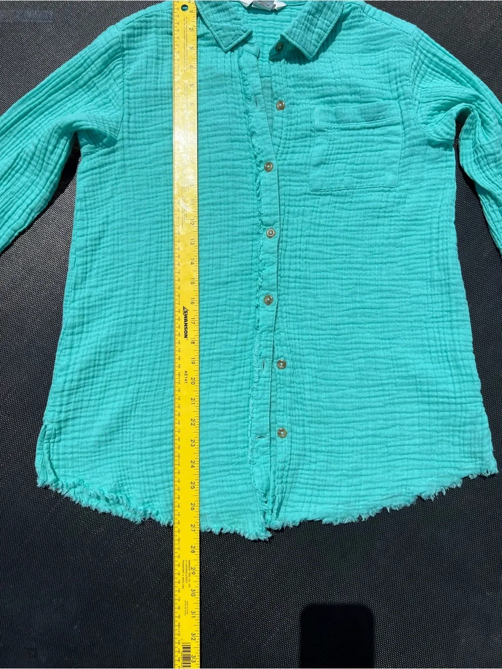 Natural Reflections turquoise Gauze Shirt 100 percent cotton Boho Beachy Country